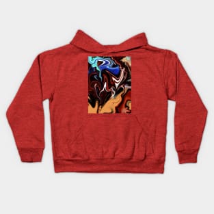 Abstract gold & blue flames Kids Hoodie